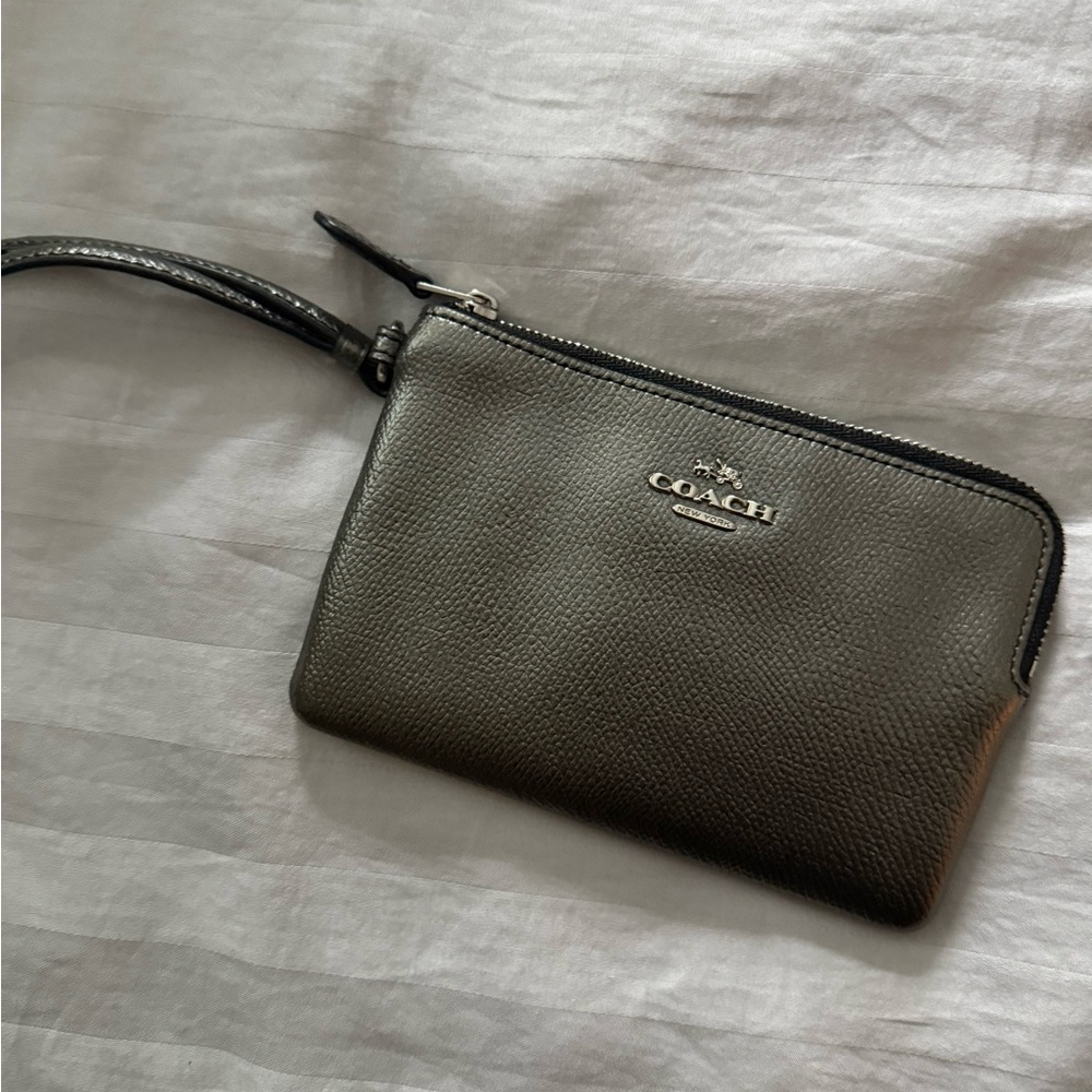 Coach Grey Leather Wristlet